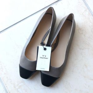 Zara leather cap toe flats